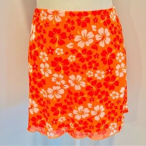 SHEIN Orange Floral Skirt